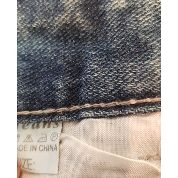 Woman's Madona Print Wide leg jeans size 3 street wear graphic print blue‎ black - Picture 3 of 8